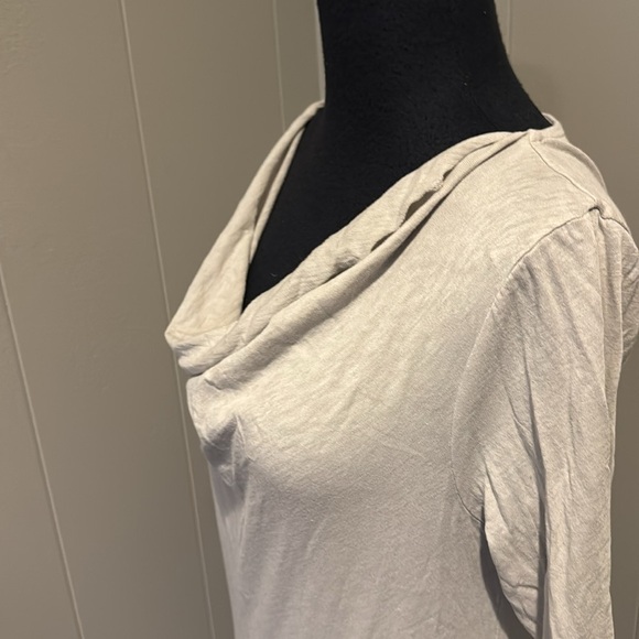 J. Crew 100% cotton draped neckline putty lightweight soft knit top. 3/4 sleeves - Picture 3 of 4